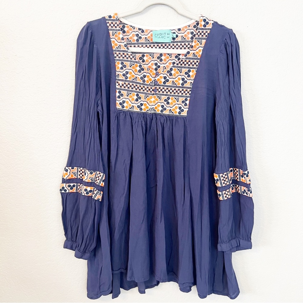 Judith March Embroidered Boho Tunic Large